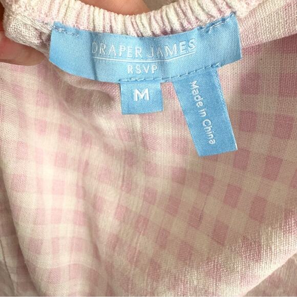 Draper James Pink & White Peplum Top Size Medium - Picture 4 of 6